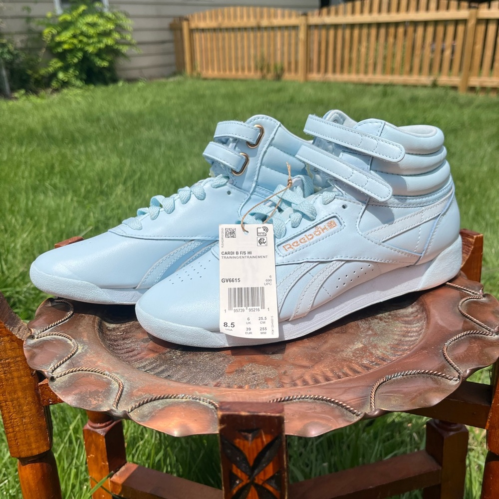 Reebok Sky Blue Cardi B High-Top Sneakers